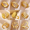 Seashell and Starfish Open Ring in 316L Stainless Steel Adjustable - Image 1