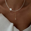 Minimalist Imitation Pearl Tassel Necklace - Image 1