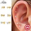 Silver Shiny Star/Heart Zircon Heart Shaped Flat Back Piercing Earring for Women Internal Thread Party Gifts - Image 1