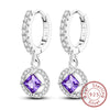 Silver Hoop Earrings Purple Zircon Flowers Butterflies Studs Earring For Women Wedding Engagement Gift - Image 35