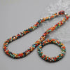 Woven Bead Necklace Glass Beaded Bohemian Statement Necklace Bracelet Hair Accessory Set For Women Jewelry Gift - Image 8