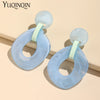 Colourful Big Round Drop Earrings For Women Statement Long Resin Geometric Earrings Korean Simple Jewelry - Image 6