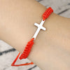 Simple Cross Black White Braided Rope Couple Bracelets Silver Color Adjustable Bracelet Christian Jewelry - Image 3