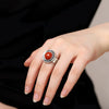 Xiyanik Ethnic Style Thai Silver Southern Red Adjustable Rings For Men Women Retro Jewelry Gift Party - Image 2