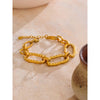 Stainless Steel Oval Chain Bracelet Bangle Gold Color Plated Metal Attractive Jewelry Gift - Image 6