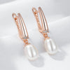 Unique Geometric Pearl Drop Earrings for Women Rose Gold Silver Color Mix Boho Ethnic Wedding Jewelry - Image 4