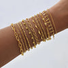 Gold Plated Link Bracelet for Women, Stainless Steel Stackable Chain Wristband, Adjustable Jewelry - Image 1