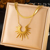 Meyrroyu 316L Stainless Steel Golden Geometric Sun Flower Bilayer Necklace Earrings Ring Women Jewelry Set - Image 5
