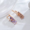 Shiny Purple Zircon Drop Earrings For Women Rose Gold Color Bride Wedding Jewelry Crystal Gift - Image 4