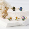 Stainless Steel Dried Flower Oval Rings For Women Eternal Flower Open Finger Ring Jewelry Wedding Band Gift - Image 2