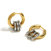 Greatera Two Tone Ring Huggie Earrings for Women Gold Plated Metal Geometric Round Circle Hoop Earrings Minimalist Jewelry - Image 5