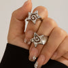 2Pcs/Set Vintage Punk Irregular Hollow Star Metal Open Rings for Women Gothic Adjustable Couple Rings Y2K Wed Jewelry - Image 3