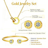 Interlocking Hoop Jewelry Kit Ladies, Rose Gold Tone Steel CZ Stone Necklace Earrings Bracelet Set Casual Daily Wear - Image 4
