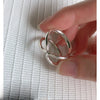 Silver Rings For Women Geometric Jewelry Finger Adjustable Simple Double Ring For Party Birthday Gift - Image 4