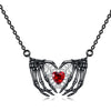 Gothic Punk Bat Wings and Heart-Shaped Resin Pendant Necklace Dark Fantasy Style Alloy Chain, Halloween Gift for Women, Casual Accessories - Image 2