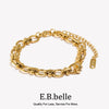 E B Belle Official Store Oval Flower Handmade Chain Bracelet Gold Plated Women's Hand Bracelets 316L Stainless Steel Jewelry - Image 1