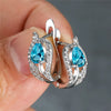 Cute Water Drop Stone Hoop Earrings Multicolor Zircon Crystal Leaf Earrings Charm Silver Color Wedding Earrings For Women - Image 5