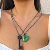 3pcs Movie Coraline Necklace Green Seeing Stone Pendant Necklace Rope Chain Black Skeleton Key Choker Dragonfly Hairpin Jewelry - Image 4