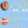 Six-Piece Stainless Steel Labret Piercing Stud Set with 1.2 x 8 mm Bar - Image 1