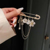Vintage Pearl Flower Tassel Pendant Brooches For Woman Elegant Crystal Chain Brooch Clothing Pins Office Party Jewelry Lady Gift - Image 3