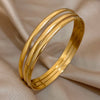 3pcs Glossy Gold Plated Stainless Steel Bangle Bracelet for Women Minimalist Basic Wristband Bangles Jewelry - Image 3