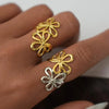 Stainless Steel Daisy Flower Rings for Women Men Vintage Irregular Flower Geometric Hollow Open Rings Charm Jewelry Gift - Image 2