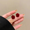 Korean Flocked Flower Pear Earings Jewelry Elegant Bowknot Rose Earrings for Women Stud Earrings Gifts - Image 7