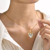 Women's Dainty Locket Heart Pendant Necklaces, Openable Shell Pendants, Gold Color Stainless Steel Shell Photo Frame Necklace - Image 2