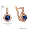 FJ Women Rose Gold Color Blue Stone Simulated Pearl Dangle Long Earrings - Image 12