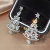Christmas Tree Zircon Crystal Star Silver Color Earrings Stud Dangle Xmas Jewelry Women Party Gift - Image 6