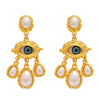 French Vintage Exaggerated Devil's Eye Pearl Tassel Earrings For Women Retro Big Eye Pendant Earrings Casual Jewelry - Image 5