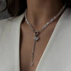 Black Crystal Chain Necklace with Heart Pendant - Image 6