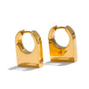 Glossy Metal Stainless Steel Rectangle Geometric Hoop Earrings Gold Color Pvd Plated Texture Jewelry Gift - Image 7