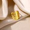 Gold Color Stainless Steel Coin Ring Broad Surface Elliptical Geometry Rings Elegant Jewelry Accessories For Women Gift - Image 3