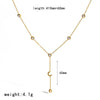 Women's Delicate Y-Shaped Necklace with Cubic Zirconia Gold Plated Stainless Steel Star And Moon Pendant Jewelry - Image 5