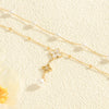 Pearl four-leaf clover pendant with zirconia and elegant style women's double-layered necklace for daily wear - Image 6