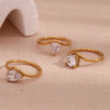 Wave Drop Round Zircon Ring Minimalist 316L Stainless Steel Women's Rings Gold Plated Accessories - Image 11