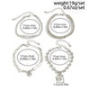 4Pcs/Set Imitation Pearls Metal Heart Pendant Bracelets Women Creative Sliver Color Cube Chain Jewelry - Image 4
