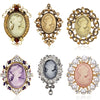 Vintage Gothic Crystal Rhinestones Cameo Head Brooches For Women Queen's Cameo Beauty Head Brooch Pins Clothing Accessories Gift - Image 1