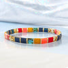 Tile Bead Stretch Bracelet in Multiple Color Patterns - Image 2