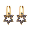 Star Gold Color Geometric Hoop Earrings For Women Zircon Female Drop Earrings Engagement Elegant Jewelry - Image 3