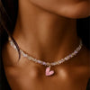 Punk Exaggerate Chain Crystal Heart Shaped Pendant Multilevel Punk Necklace For Women Vintage Choker Wedding Jewelry - Image 1