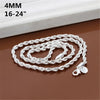 40-60cm Silver Necklaces Jewelry 4MM Rope Chain Men's Women Necklace Christmas Gifts - Image 1