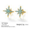 Shinny Clear Zircon North Star Stud Earring Stainless Steel Gold Color Women's Earrings Jewelry Gift - Image 12