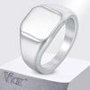 Brushed Square Signet Ring, Stainless Steel 11.8mm Wide Band for Men, Size 7-12 Chunky Finger Ring Anniversary Gift for Him - Image 1