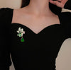 Green Yellow Leaves Flower Bouquet Wheat Ear Brooch for Women Creative Rhinestone Pin Suit Clothing Jewelry Accessories - Image 5