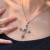 Y2K Zircon Cross Necklace Pink Purple Love Heart Cross Pendant Necklaces for Women Gothic Jewelry Party Girls Accessories - Image 6