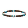 Coconut Wood Bead Stretch Bracelet with Blue and Multicolor Accents - Image 8