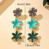 A Pair of European and American Style Oil-Drip Alloy Multi-Layer Flower Pendant Design Women's Earrings, Niche, Fresh and Elegant Ear Accessories - Image 6