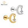 Titanium 16G CZ Moon Cartilage Earring Tiny Crescent Moon CZ Dangle Helix Tragus Conch Stud Ear Piercing - Image 1